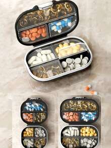 7-Day Waterproof Pill Organizer Box, Mini Plastic Pill Box With Pill Cutter, Random Color And Style, Portable Medication Storage Box - Multicolor - View 9