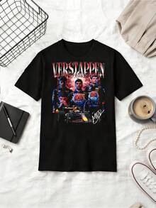 F1 Driver   Team Retro Style Cotton T-Shirt - Black - View 1