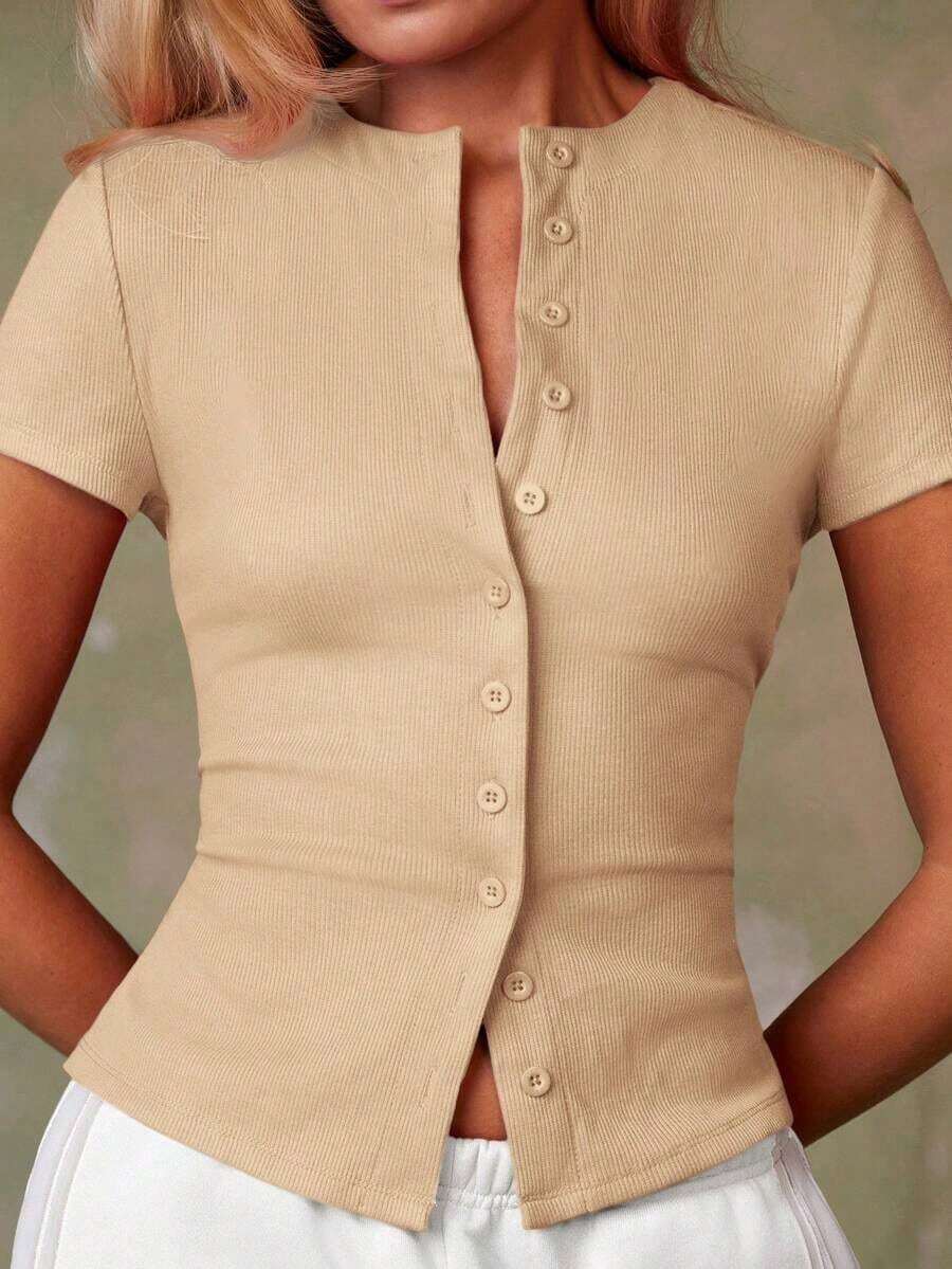 Cárdigan rojo casual para mujer - Albaricoque - Ver 1