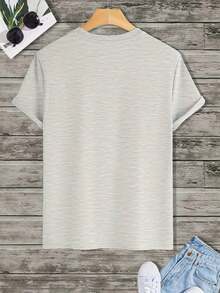 Camiseta con Estampado de Gesto de Paz, Camisetas para Hombre, Camiseta Casual de Manga Corta para Verano - Gris Claro - Ver 2