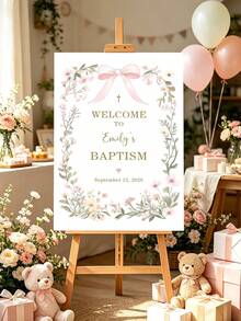 1 buah Papan Selamat Datang Baptisan, Papan Baptisan Bayi Laki-laki Perempuan, Dekorasi Baptisan, Acara Tonggak Sejarah Keagamaan, Stand Pajangan Pintu Masuk, Papan Baptisan Kustom, Papan Baptisan dengan Pita Bunga, Dekorasi Pesta Katolik Kristen, Papan Selamat Datang Komuni Pertama Tanpa Bingkai - MultiWarna - View 1