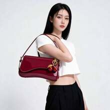 Lightweight,Business Casual Minimalist Flap Square Bag For Teen Girls Women College Students,Rookies & White-Collar Workers Perfect For Office,College,Work ,Business,Commute,Outdoors, Travel, Outings - 紅色 - 查看 1