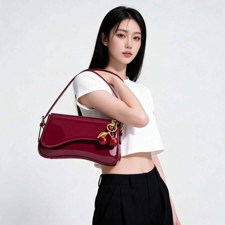Lightweight,Business Casual Minimalist Flap Square Bag For Teen Girls Women College Students,Rookies & White-Collar Workers Perfect For Office,College,Work ,Business,Commute,Outdoors, Travel, Outings - 紅色 - 查看 1