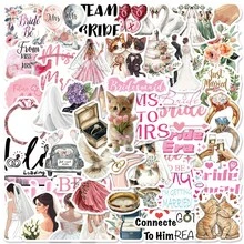SCXXBSW 50PCS Wedding Season Stickers, Wedding Element Stickers, DIY Decorative Stickers. Perfect For Decorating Phones, Tablets, Laptops, Water Bottles, Suitcases And All Kinds Of Items. - Multicolor - View 1