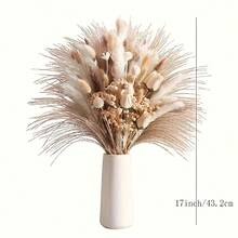 Bouquet de 65 fleurs séchées en herbe de la pampa, style bohème, idéal pour vase, salon ou décoration saisonnière. Fleurs artificielles, fausse queue de lapin, pour mariage, fête ou cadeau. - 65 pièces - Voir 3