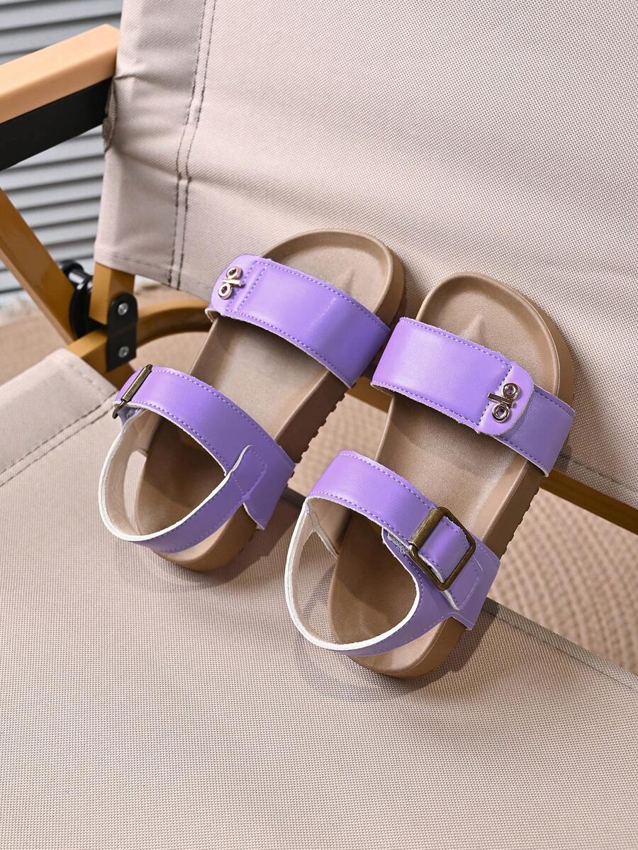 2026 Hot Selling Girls' Casual PU Open Toe Soft Bottom Magic Tape Sandals, Suitable For Spring/Summer, Ages 3-6