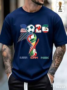 Officially Licensed FIFA World Cup 2026 T-Shirts Featuring National Flags, Made With High-Quality Fabric. These Casual Short-Sleeve T-Shirts Are Perfe - 藏蓝色 - 查看 1