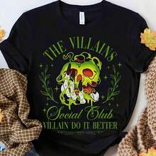 The Villains Cial Club Halloween ,  Villains Evil  , Apple Poin ,  And The Seven Dwarfs, Family T - Negro - Ver 1