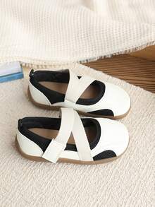 Kids' Breathable Mesh Mary Jane Shoes With Hook And Loop, Easy On/Off Casual Shoes, Versatile For All Seasons - Black and White - View 6