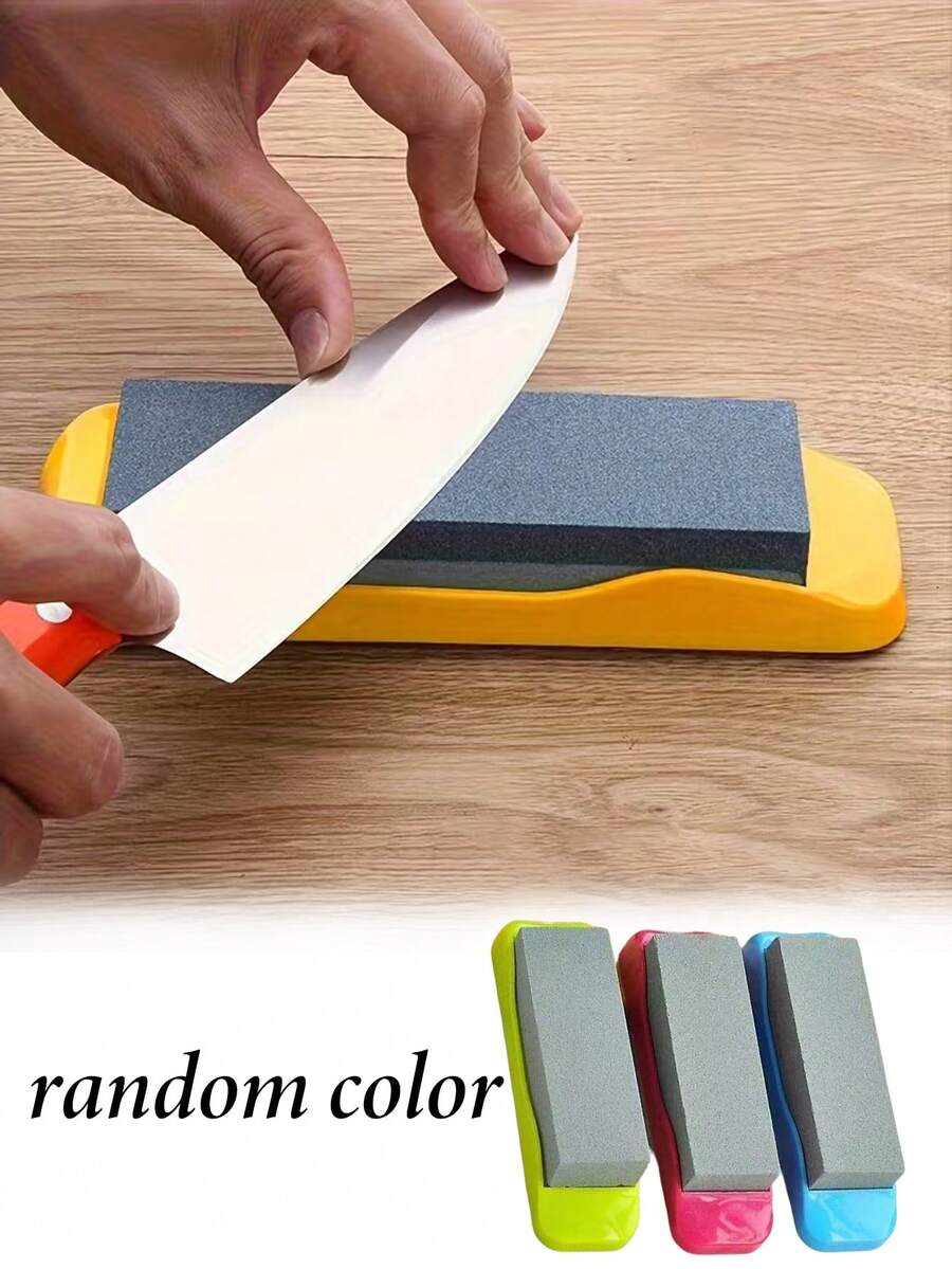 High Hardness Double-Sided Sharpening Stone With Anti-Slip Base - Sharpening Tool Suitable For Kitchen, Automotive And Industrial Use | Sharpening Brick Convenient For Knife Sharpening And Maintenance, Knife Sharpener - Multicolor - View 1