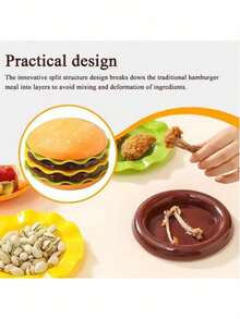 Bộ 7 bát đựng đồ ăn vặt/tráng miệng hình hamburger có thể xếp chồng kèm nắp, đồ dùng bàn ăn nhà bếp sáng tạo làm quà tặng - Nhiều màu - Xem 5