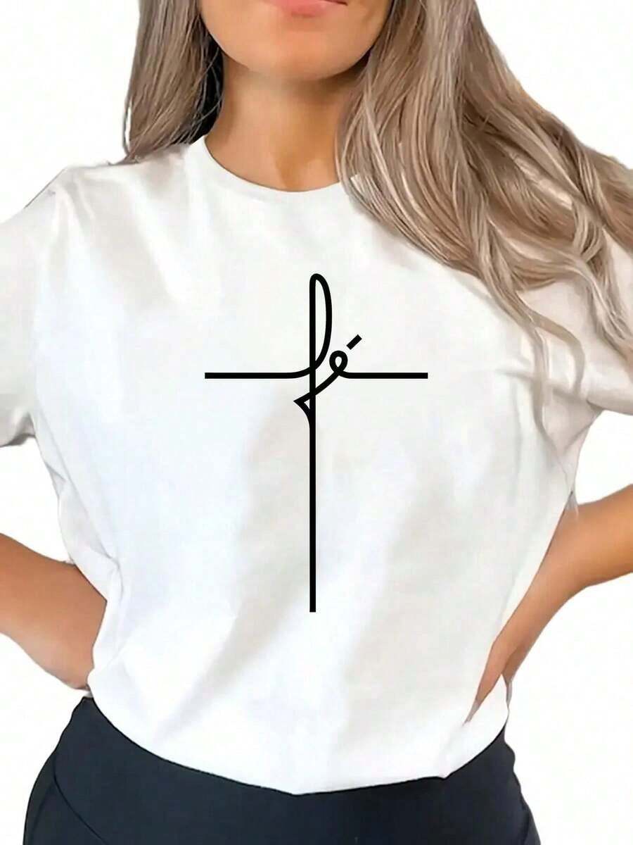 Camisetas manga corta mujer - Camiseta casual de manga corta para mujer - Diseño estampado, cuello redondo holgado, tela transpirable de elasticidad media, lavable a máquina, top versátil para todas las estaciones, uso diario, patrones divertidos, material cómodo, estilo. - Blanco - Ver 1