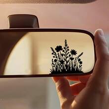 Flower Cluster Silhouette Sticker, Line Decoration Small Flower, Mini Line Flower Decoration Sticker, Suitable For Mirror Decoration, Car Decoration, Phone Case Decoration, Flower Silhouette Planted In The Soil - A - View 2