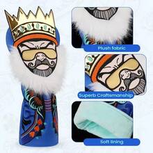 WUDAY King Shaped Golf Club Head Cover, Made Of Synthetic Material With Crown And Beard, Suitable For Golf Clubs, Blue Color - Multicolor - View 10