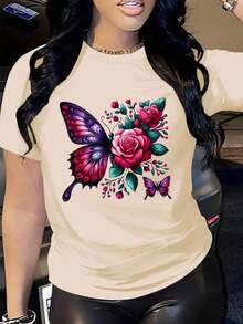 Camisetas De Calor Para Mujer1 Pieza De Ropa Casual De Moda Para Hombres Y Mujeres, Moda Femenina, Sudadera Con Estampado De Letras Y Patrones, Sudadera De Cuello Redondo Para Primavera Y OtoñO, VersáTil Para Mujeres, FáCil De Combinar, Para Uso Diario, Estilo Urbano, Ropa De Vacaciones, Ropa De Fin De Semana. - Albaricoque - Ver 7