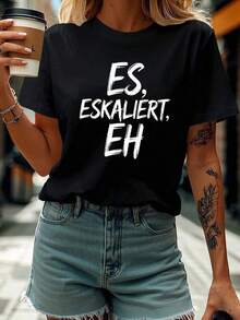 1 Piece Unisex Loose Fit Crew Neck Short Sleeve T-Shirt, 180g, 100% Pure Cotton, Breathable And Soft, Y2K Bababask Style With Modern Graphic Print, Ideal For Women And Men, Perfect For Daily Wear, Festivals, Concerts And All Seasons - 黑色 - 查看 6