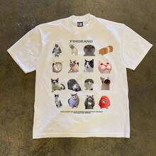 S-4XL Unisex Camiseta de con Estampado de Gato para Estudiantes - Estilo Relajado y Moderno" S0034 - Blanco - Ver 6