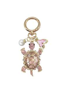 Crystal Turtle Keychain Pendant With Rhinestones, Pearl And Ocean Charms, Metal Alloy Keyring - Multicolor - View 14