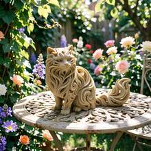 Hollow 3D Persian Cat - Office And Home Desktop Decor, Suitable For Successful/Philanthropic Gifts, Minimalist Wire Frame Design, Elegant Desktop Ornament, Rich Textured Sculpture Decor, Ideal Gift For Animal Lovers, Unique Desktop Accessory To Express Personalized, Interesting Ornament - 1 - View 6