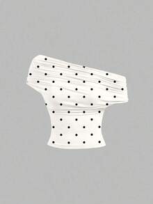 Camiseta de tirantes casual y minimalista con estampado de lunares negros para mujer - Multicolor 2 - Ver 5