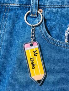 1/3/5 peças, Chaveiros de Design de Lápis Acrílico Personalizados, Chaveiros com Nome Personalizado, Chaveiros com Texto Personalizável, Chaveiros Pendentes Fofos de Professor/Aluno, Artesanato Feito à Mão DIY, Adequado para Presentes do Dia do Professor, Texto de Chaveiro Personalizável Único, Acessórios Personalizados para Carro, Encantos de Bolsa, Acessórios para Carros, Presentes para Amigos ou Irmãs, Bem como Presentes para Mãe, Pai, Formatura e Professores - Multicolorido - Visão 5