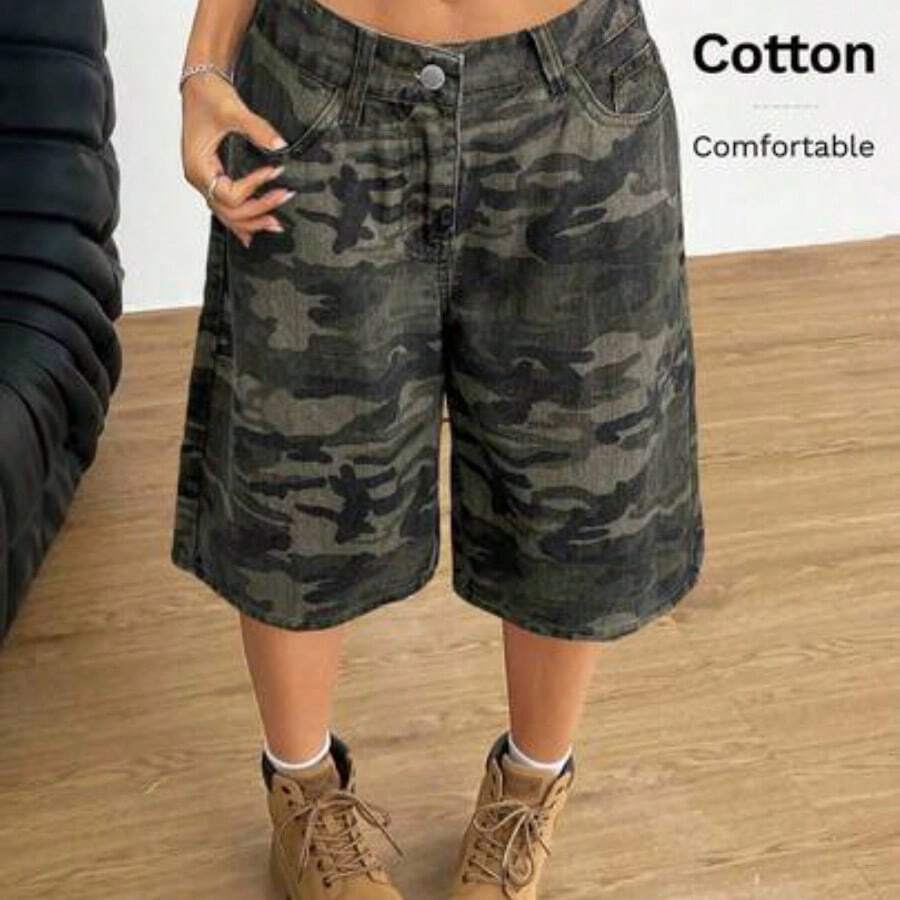 Cowboy For Women Summer Country Concert Leopard Print Shorts - Verde militar - Ver 1