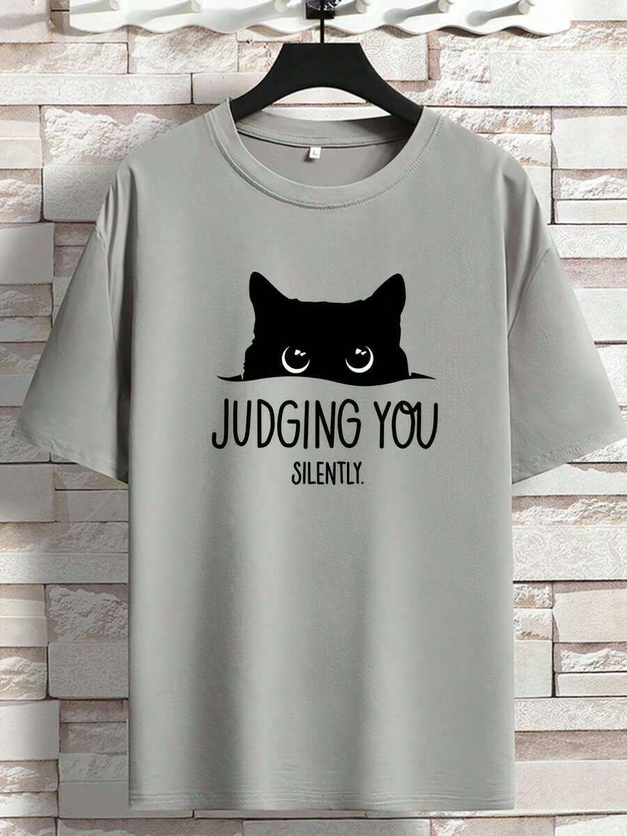 Short-Sleeved T-Shirt For Spring And Summer, American Style, With Printed Logo, For Young Men, Round Neck, Loose, Casual And Versatile. - Abu-abu - View 1