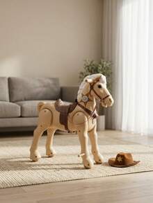 Juguete montable para niños tipo caballo, animal con asas y textura antideslizante, ideal para desarrollo motriz y equilibrio, juego activo en casa, cuarto de juegos o patio, material resistente y fácil de limpiar, para niños pequeños - Albaricoque - Ver 4