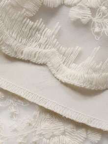 Vestido de media longitud con cinturón y cuello de encaje elegante para mujer, vestido de verano/primavera - Albaricoque - Ver 7