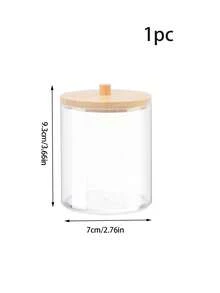 1/2/3/4 支装棉签盒,带竹盖 - 10 盎司/7 盎司透明塑料药罐,适用于梳妆台化妆品收纳 - 浴室配件套装,可收纳棉签、棉球、棉垫、牙线 - 多色 - 查看 11