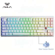 AULA Teclado mecánico personalizado F87 Pro V2, 87 teclas, conexión triple modo con cable/2.4G inalámbrico/Bluetooth 5.0, con pantalla de matriz de puntos programable, frecuencia de sondeo de 8K en modo con cable, latencia baja de aproximadamente 1ms en modo inalámbrico, gaming profesional para esports, iluminación RGB ambiental completa, compatible con sincronización de ritmo musical, interruptor intercambiable en caliente, estructura de montaje con junta - Ver 14