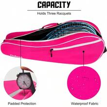 Tennis Bag 3 - 4 Rackets, - Resistant Racket Bag With Padded Men Women Adults - Pink - View 5