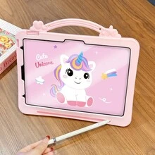 Lolla 1pc (No Pen) Foldable Unicorn Stand Holder Tablet Case Compatible With IPad 7/8/9, Air 5/4/3 9th Gen 10.2", Pro 11", Mini 5, Galaxy Tab A7/A8/A9 PLUS - Pink - View 7