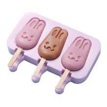 Cute Rabbit Popsicle Mold, Silicone Rabbit Ice Pop Mold, DIY Ice Lolly Mold With 50pcs Reusable Sticks, Summer Ice Cream Making Tool - Multicolor - View 7