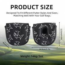 WUDAY PU Golf Putter Head Cover With Magnetic Snap Closure, Fits Odyssey LAB - Black - View 3