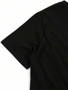 Camiseta Casual de Cuello Redondo con Estampado de Letras, Celebración del 16 de Junio, Transpirable y Elástica, para Todas las Temporadas - Negro - Ver 7