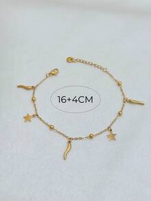 1 pieza Pulsera de acero inoxidable con encantos de estrella, corazón, mariposa y chile, adecuada para mujeres - Pulsera de chile - Ver 22