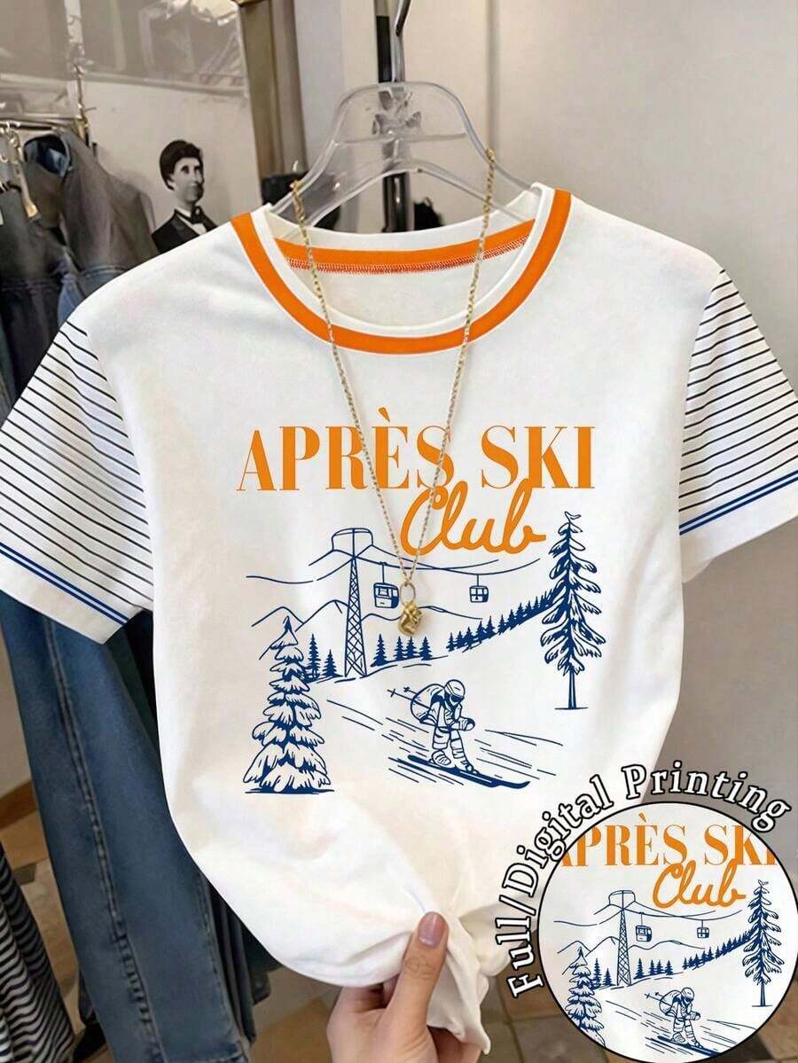 Camiseta de mujer de manga corta con cuello redondo, estampado floral y de uso versátil - Multicolor 2 - Ver 1