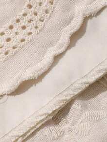 Falda casual de cintura elástica con bordado para mujer, de verano - Beis - Ver 7