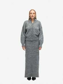 MAI STUDIOS Nivra Knit Maxi Skirt - Grey - View 6