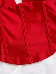 Camiseta sin mangas de punto rojo con escote en V y espalda cruzada, adecuada para citas, estilo bohemio, vacaciones, otoño, ropa de mujer, vintage, días festivos - Rojo - Ver 7