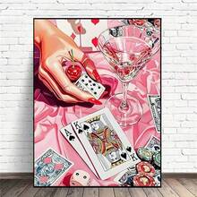 1套复古扑克牌图案DIY钻石画艺术套装，圆形钻石，马赛克艺术工艺品，适合初学者，家居墙面装饰，独特礼物，不含画框 - 查看 2