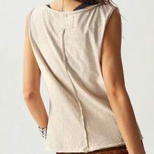 BohoFeels BOHO Women's Solid Color Knit Sleeveless Fitted Washed Open Front Camisole Hippie Boho Western Wear Women Festival - Beis - Ver 8