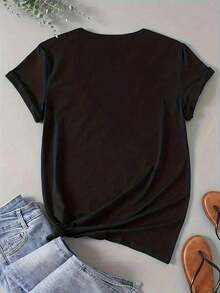 Novedad de Moda: Cuando Dios Me Creó - Camiseta de Mujer Divertida, Oversize, con Estampado Gráfico, Manga Corta, 100% Algodón Puro, Cuello Redondo Casual, Estilo Urbano Vintage 200, Unisex, Holgada, Manga Corta, Cuello Redondo. - Negro - Ver 2