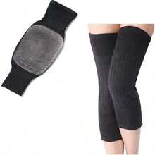 1 paire de genouillères unisexes chaudes, avec doublure isolée douce, isolation thermique, manchon de protection des jambes pour l'hiver - Multicolore - Voir 1