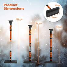GOFLAME 84-104 CM Extendable Snow Shovel Ice Scraper For Car Windshield With 180° Rotation Head Retractable Aluminum Rod Snow Kit For Cars Trucks - A - View 2