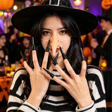 Witch Costume Accessories Set - Long Nose Mask And Black Witch Claw Fake Nails, Suitable For Halloween, Cosplay, Theme Parties And Horror Outfits - Multicolor - View 5