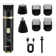 WEEME 3-In-1 Multifunction Body Hair Trimmer, Replaceable Head Electric Razor With Nose Hair Trimmer & Facial Trimmer, Body And Facial Grooming For Men And Women, IPX7 Waterproof Wet/Dry Shaver, LED Display, USB Rechargeable - Black - View 7
