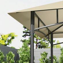 BBQ Pavilion Measuring 240 X 150 X 257 Cm, Waterproof, Fireproof, Garden Pavilion With Double Roof, Side Shelves, Garden Gazebo With UV Protection, Steel BBQ Pavilion, Party BBQ Tent, Beige Color. - Beige - View 8