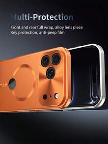 [High Protection Magnetic Anti-Peep Phone Case] Integrated Privacy Screen | Anti-Drop Protective Case | Compatible With IPhone 17 Pro Max/17/16/15/14/13/12 Series And More | Professional Security Design, Perfect For Holiday Gifts, Boyfriend Gifts And Birthday Gifts, Anti-Peep Design Glass Phone Case - Orange - View 8